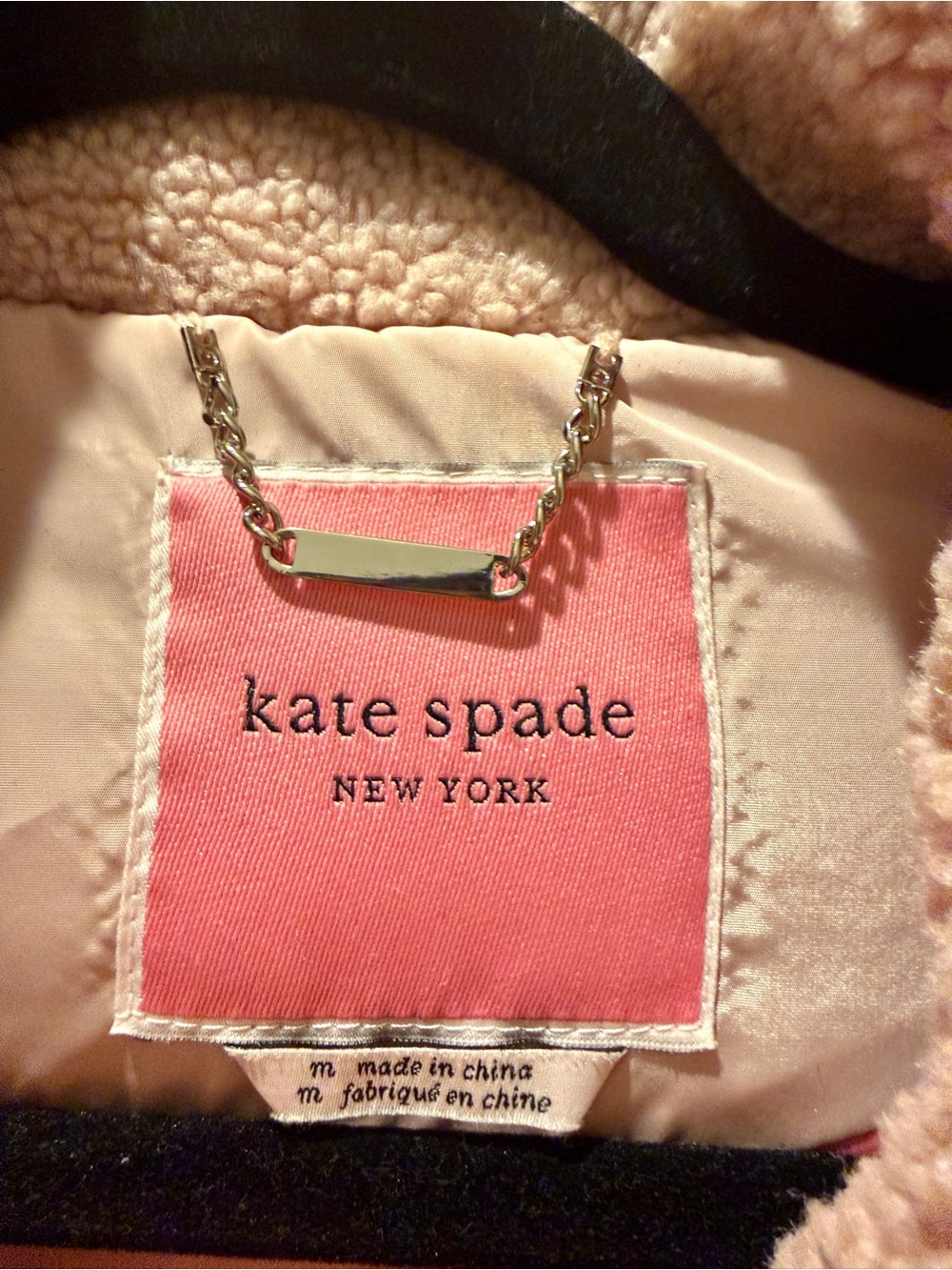 kate spade Women's Light Pink Sherpa & Puffer Hooded Coat Cinched Waist Medium - Picture 4 of 4